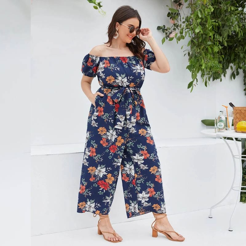 Macacão Feminino Floral Plus Size Diane