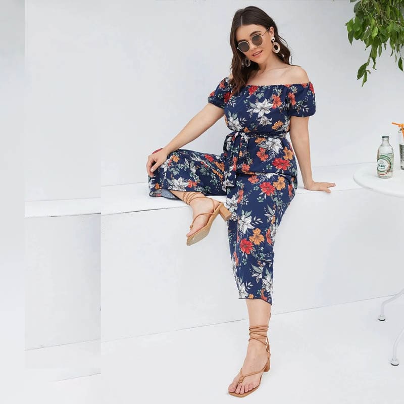 Macacão Feminino Floral Plus Size Diane