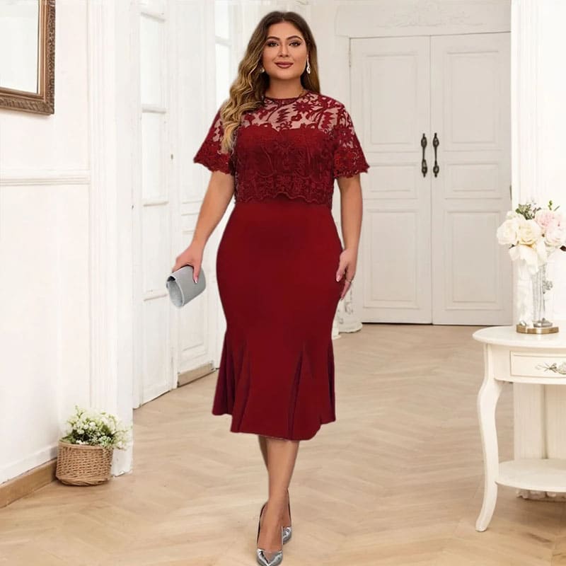 Vestido Midi Plus Size de Festa Mavie