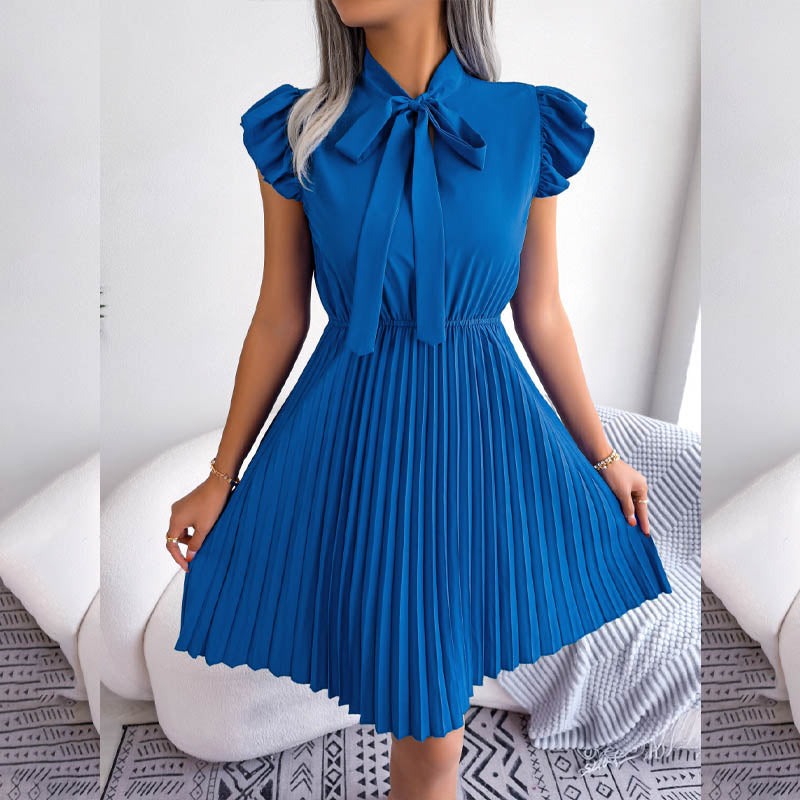Vestido Plissado de Manga Evangélico