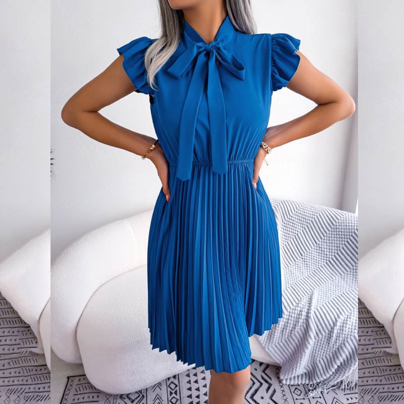 Vestido Plissado de Manga Evangélico
