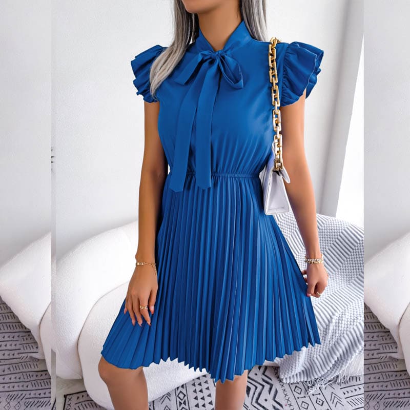 Vestido Plissado de Manga Evangélico