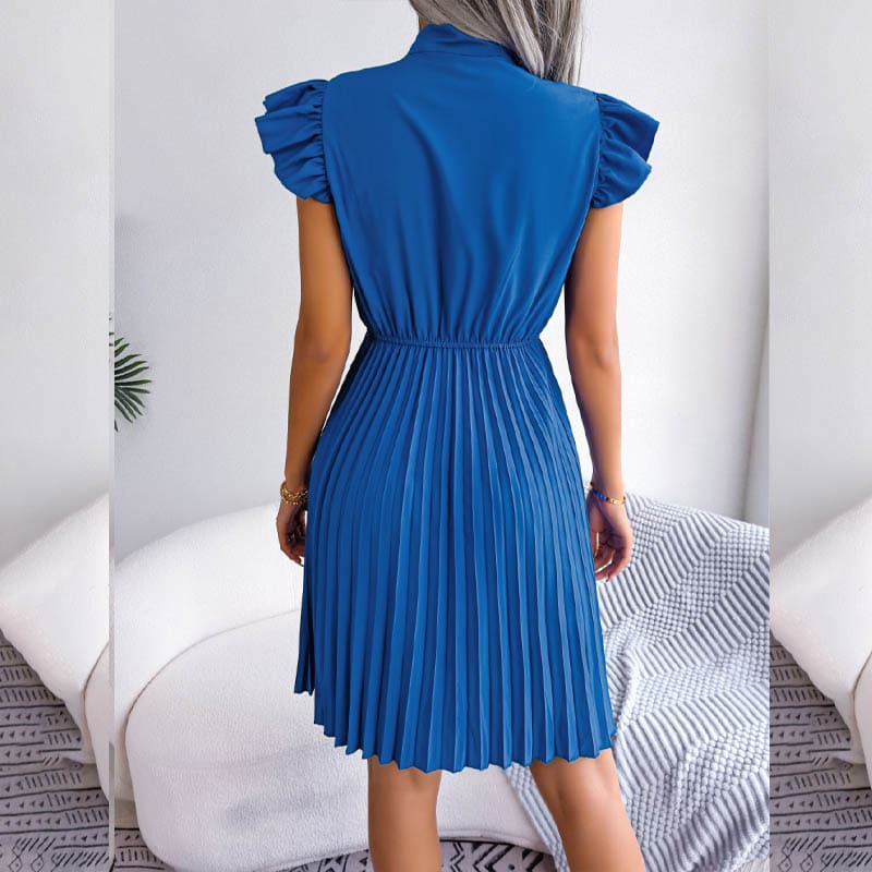 Vestido Plissado de Manga Evangélico