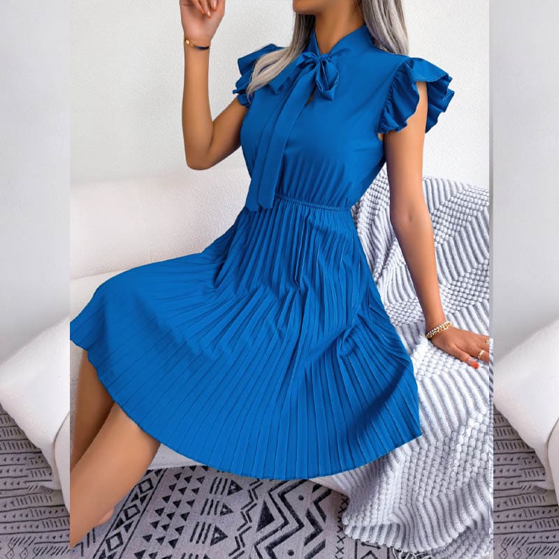 Vestido Plissado de Manga Evangélico