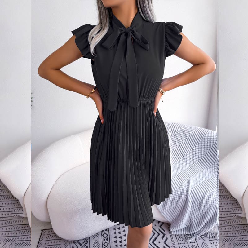Vestido Plissado de Manga Evangélico