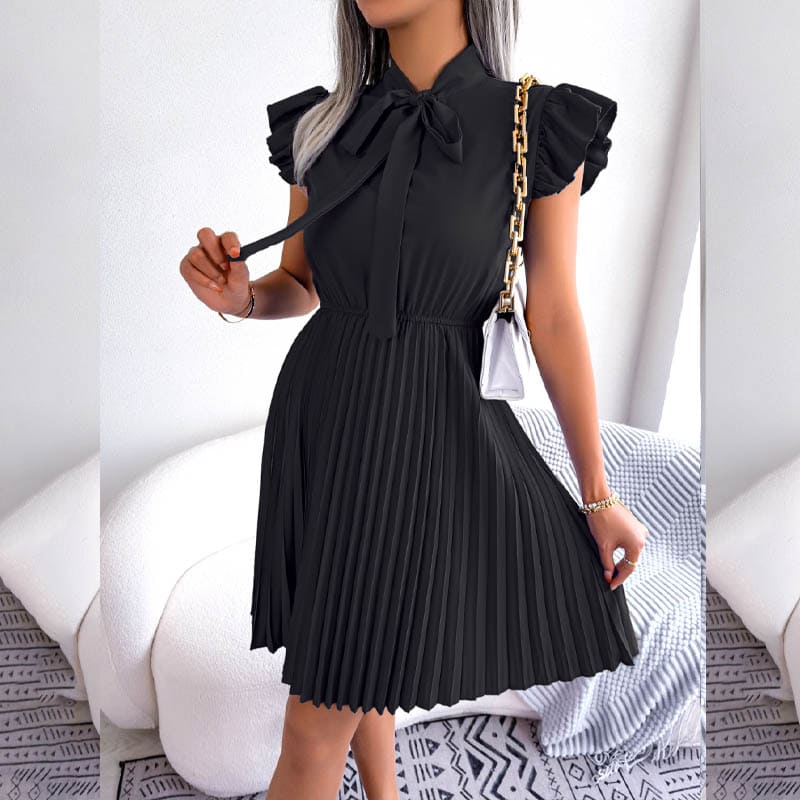 Vestido Plissado de Manga Evangélico