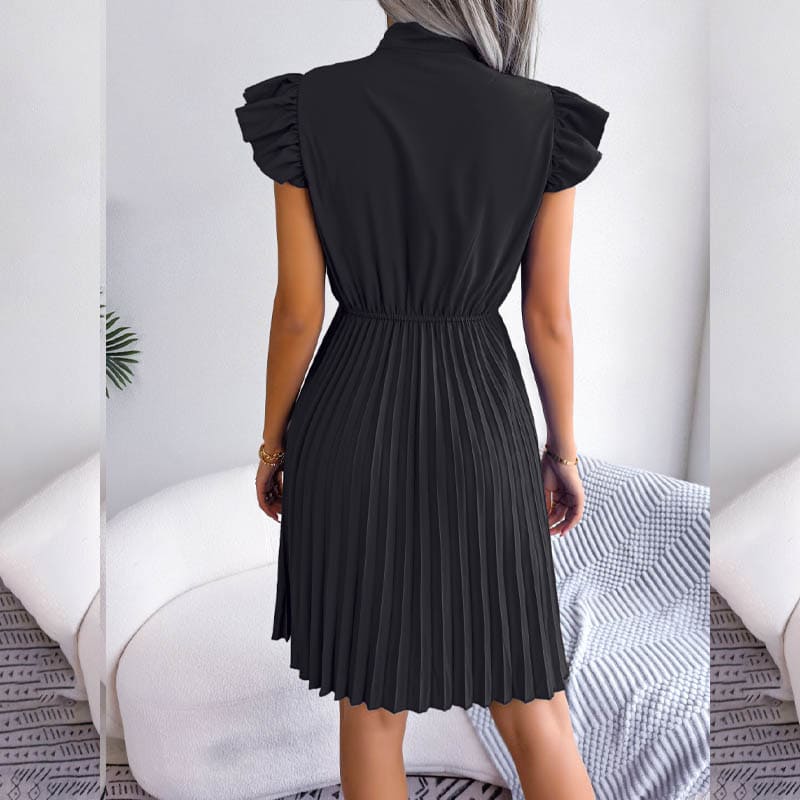 Vestido Plissado de Manga Evangélico