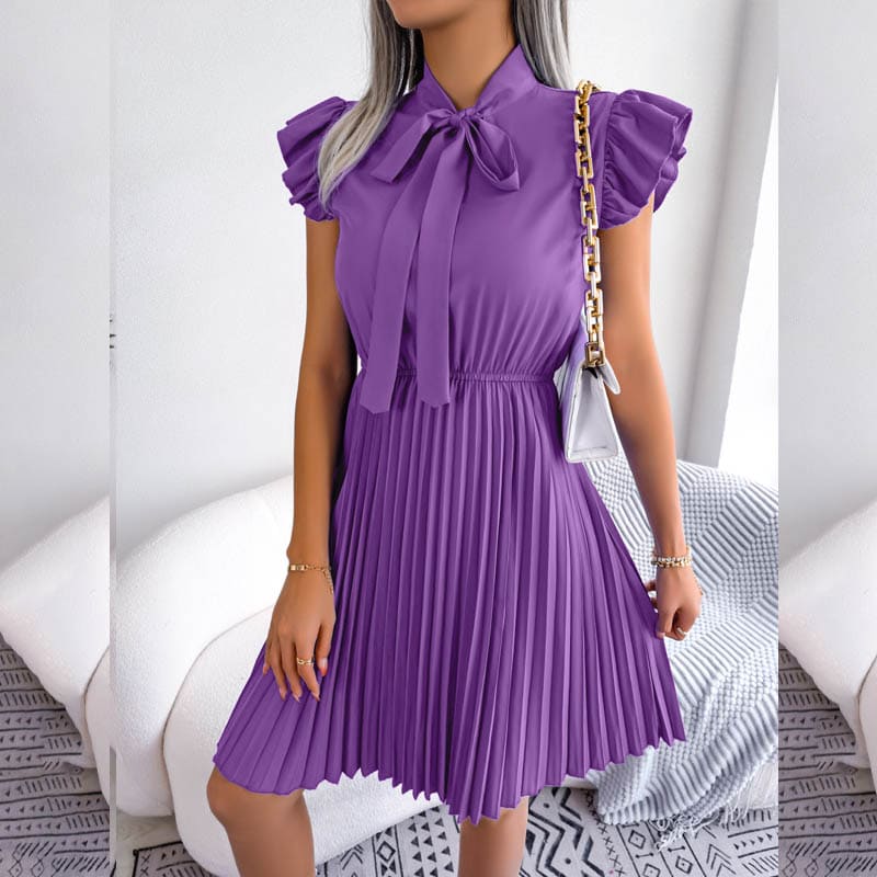 Vestido Plissado de Manga Evangélico