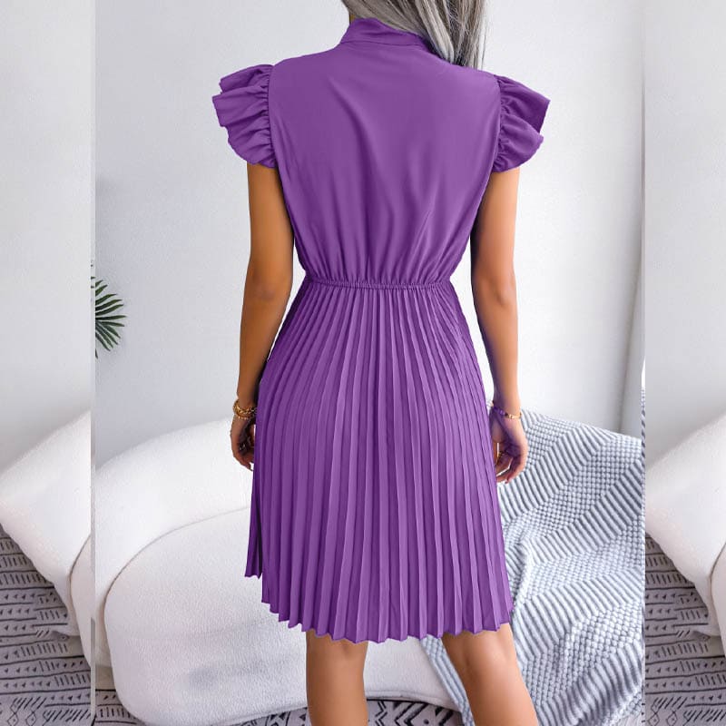 Vestido Plissado de Manga Evangélico