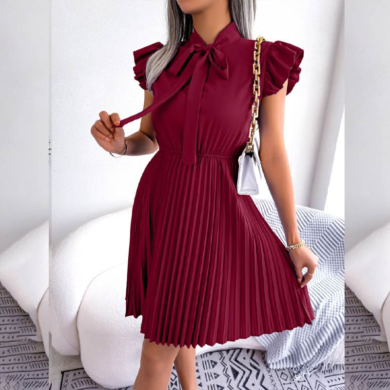 Vestido Plissado de Manga Evangélico