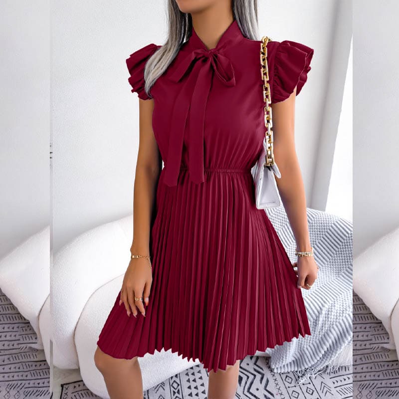 Vestido Plissado de Manga Evangélico