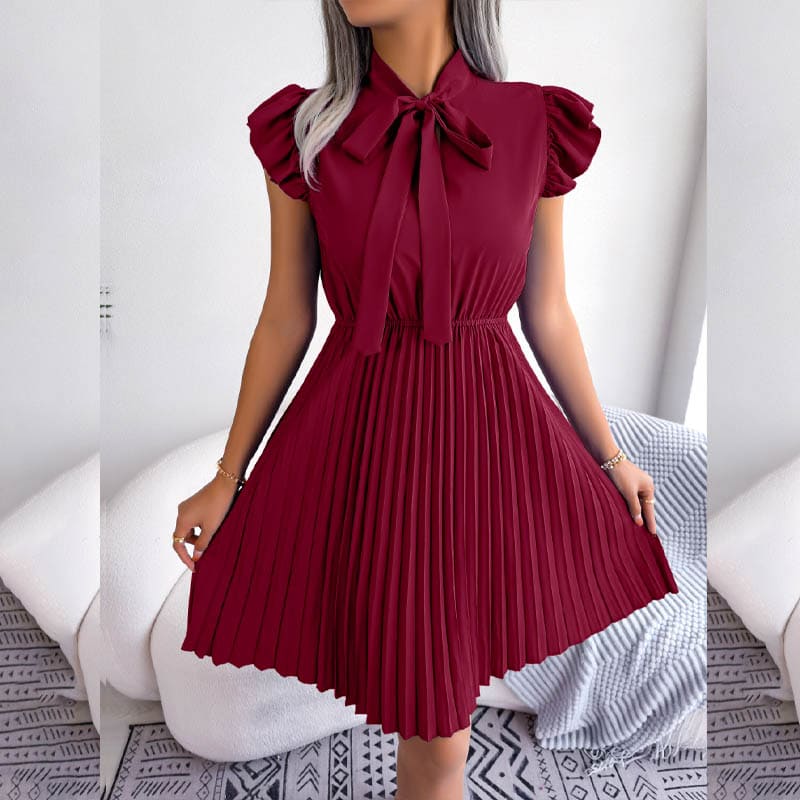 Vestido Plissado de Manga Evangélico
