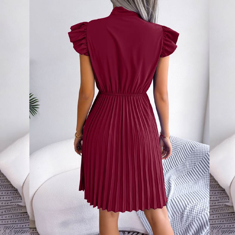 Vestido Plissado de Manga Evangélico