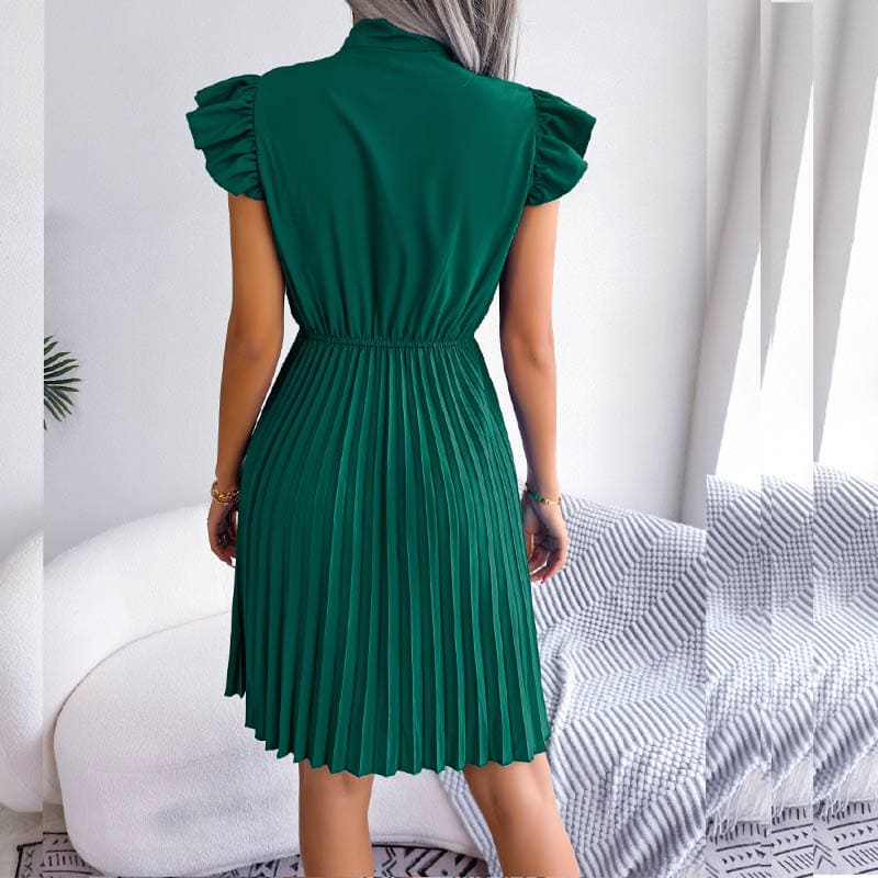 Vestido Plissado de Manga Evangélico