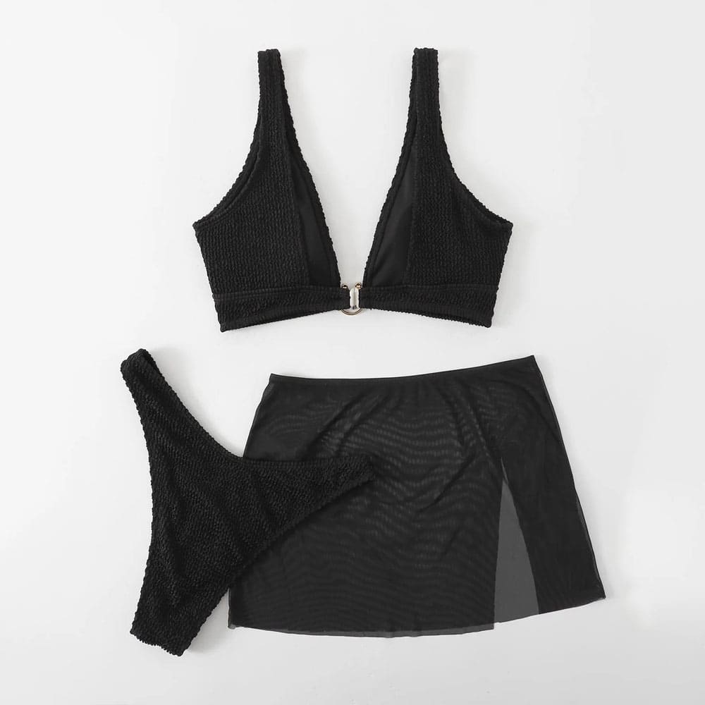 Conjunto Biquíni Preto com Saia Loreta