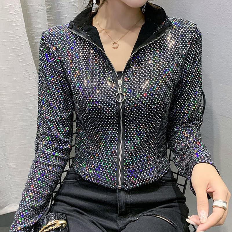 Jaqueta Feminina Lantejoulas Brilhante Bellatrix