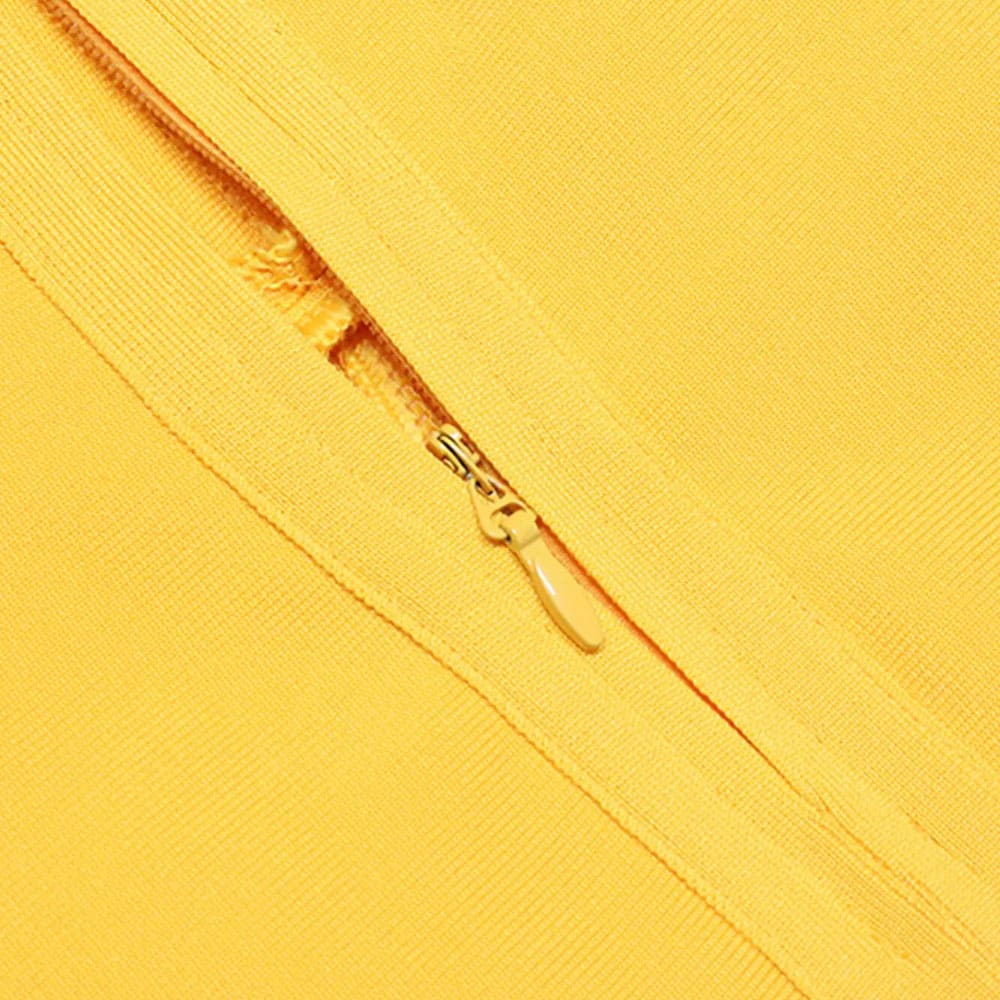 Vestido Curto de Festa Amarelo Fenda Lateral Yasmin