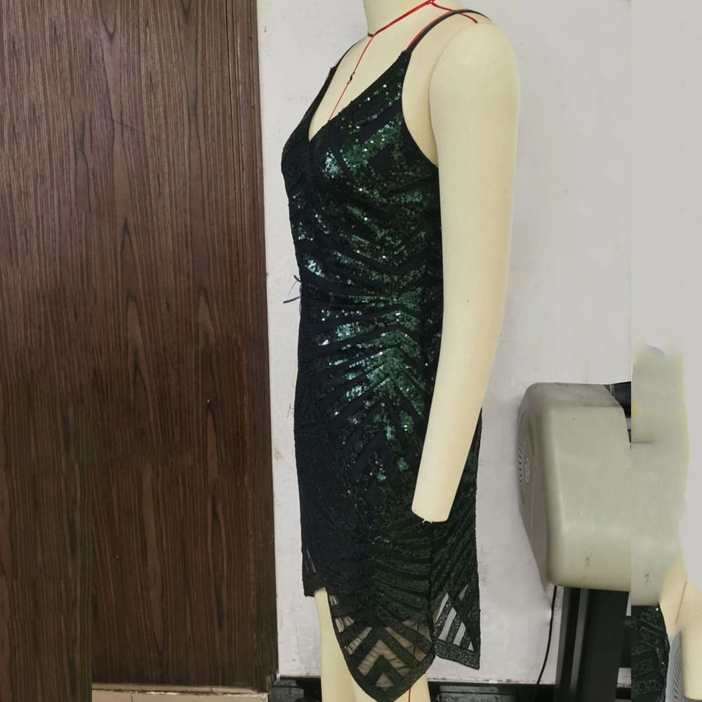 Vestido Curto de Festa Paetê Geométrico Luana