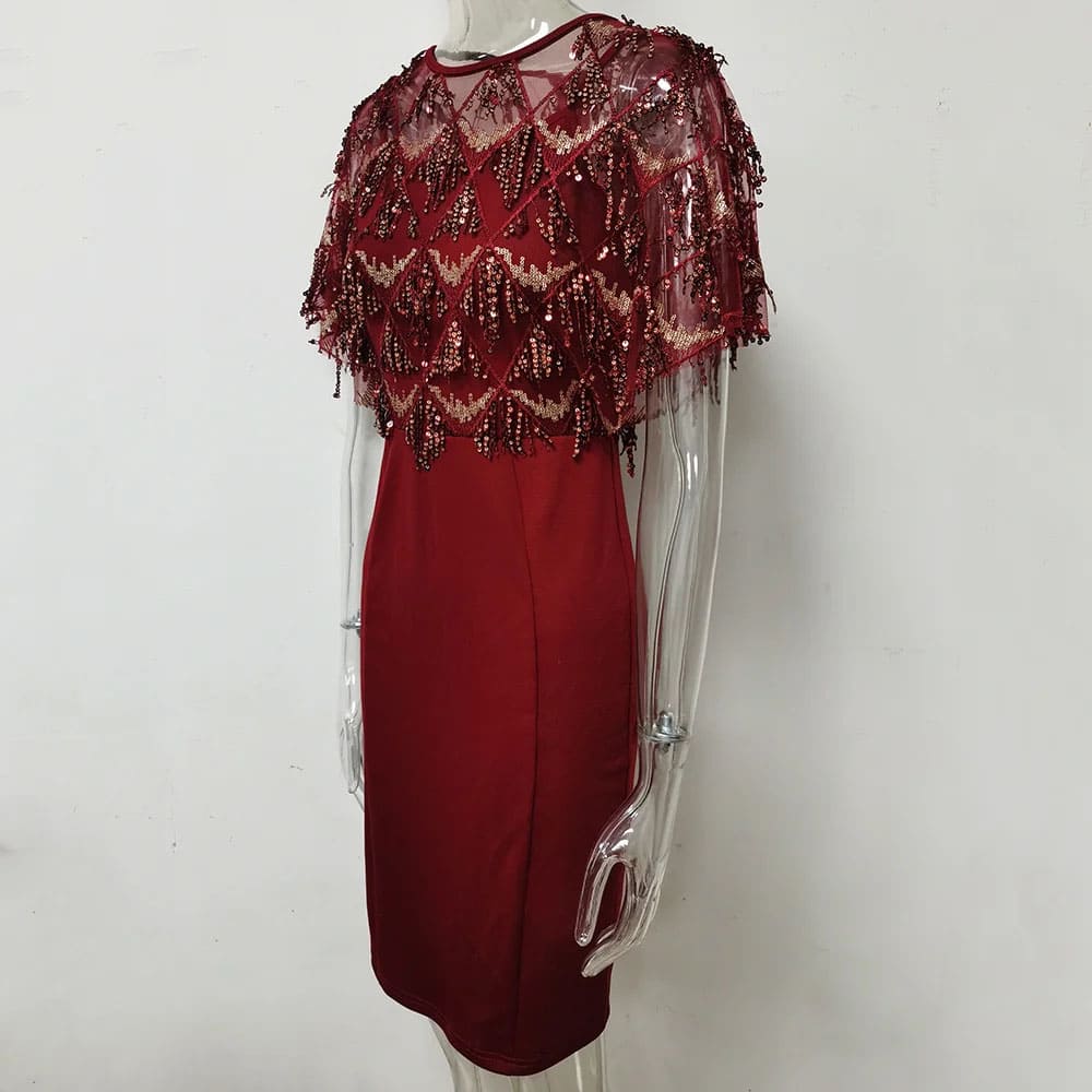 Vestido Curto de Festa Vinho Luísa