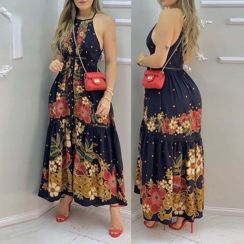 Vestido Longo Azul Marinho Mariska