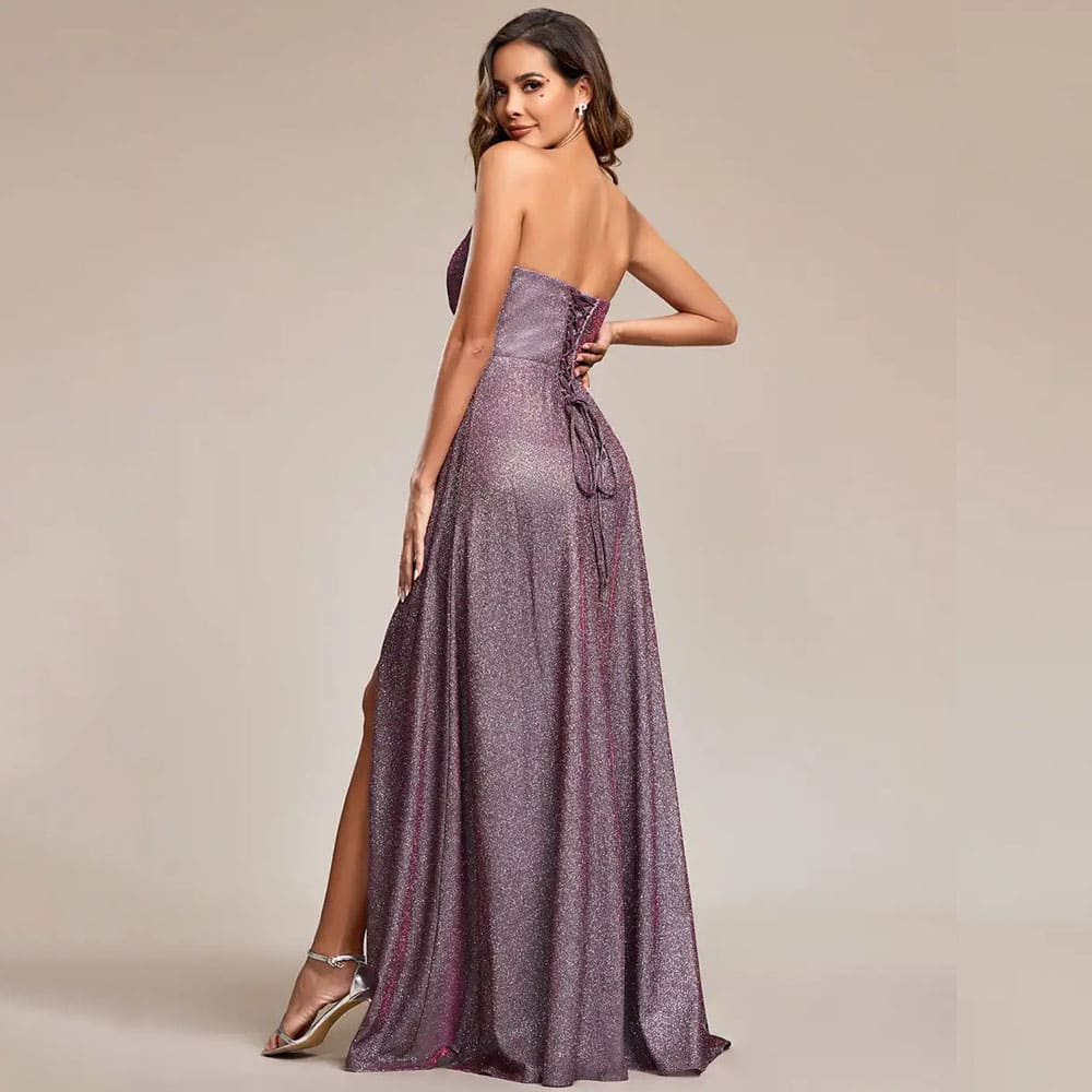 Vestido Longo de Festa Metalizado Tomara que caia Giovanna