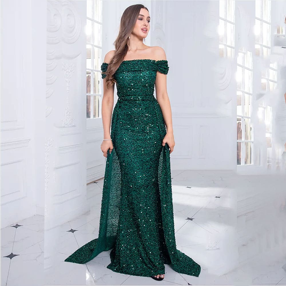 Vestido Longo de Festa Paetê Ciganinha Casamento Bruna