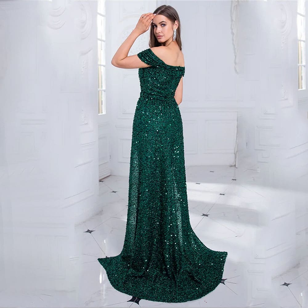 Vestido Longo de Festa Paetê Ciganinha Casamento Bruna