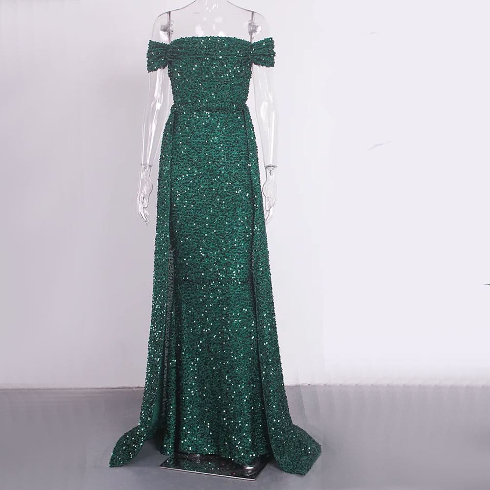 Vestido Longo de Festa Paetê Ciganinha Casamento Bruna