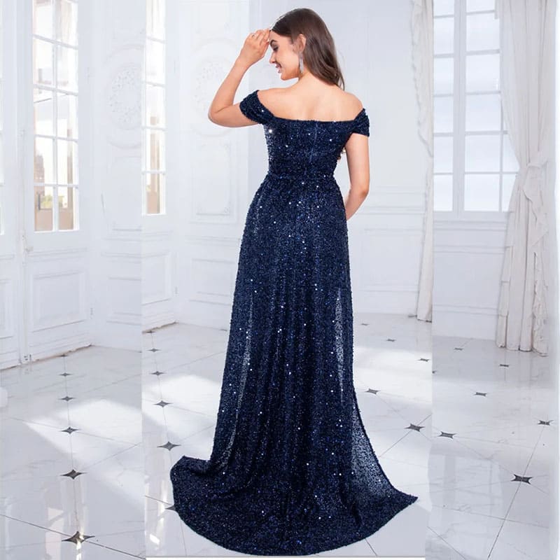 Vestido Longo de Festa Paetê Ciganinha Casamento Bruna