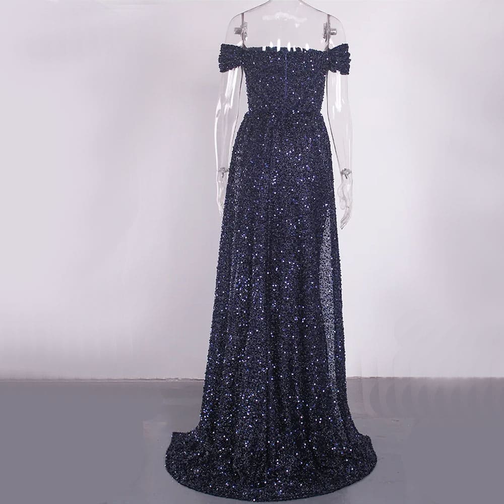 Vestido Longo de Festa Paetê Ciganinha Casamento Bruna