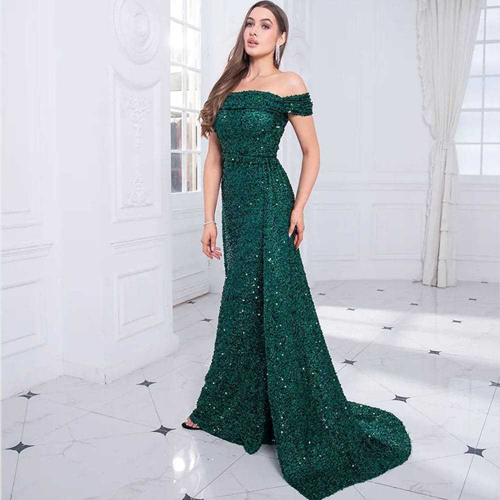Vestido Longo de Festa Paetê Ciganinha Casamento Bruna