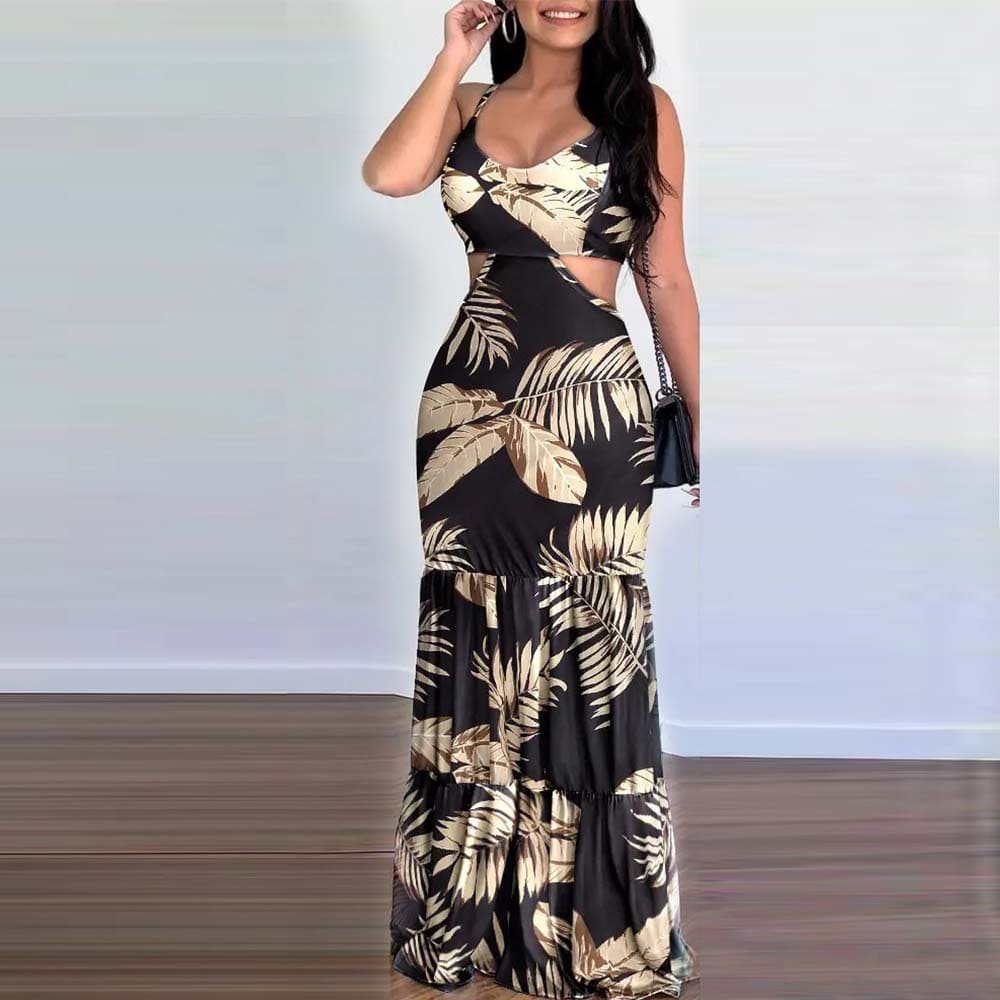 Vestido Longo Folhas Jannete
