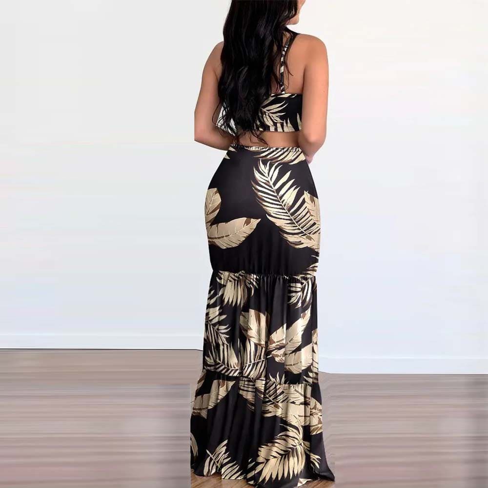 Vestido Longo Folhas Jannete