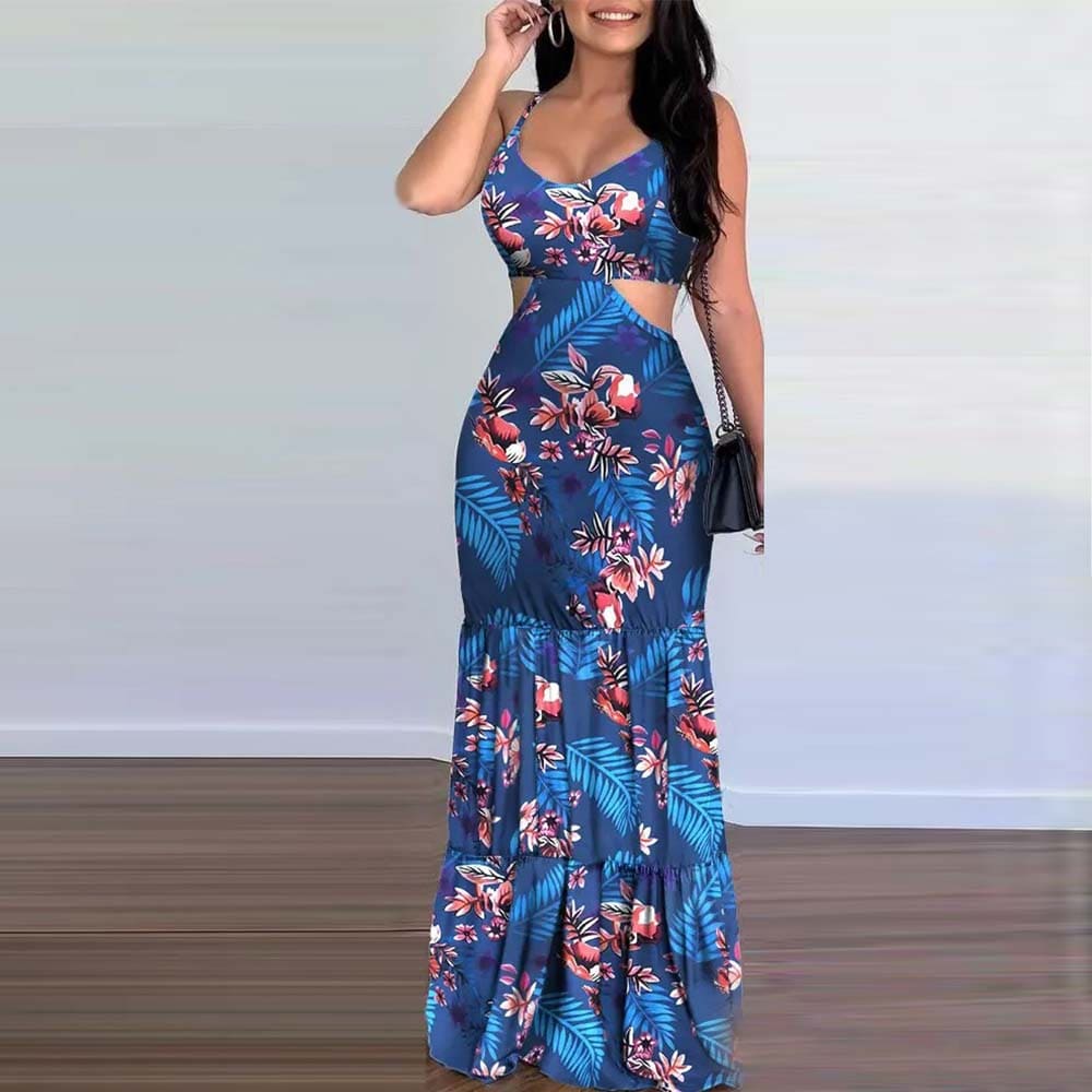 Vestido Longo Folhas Jannete