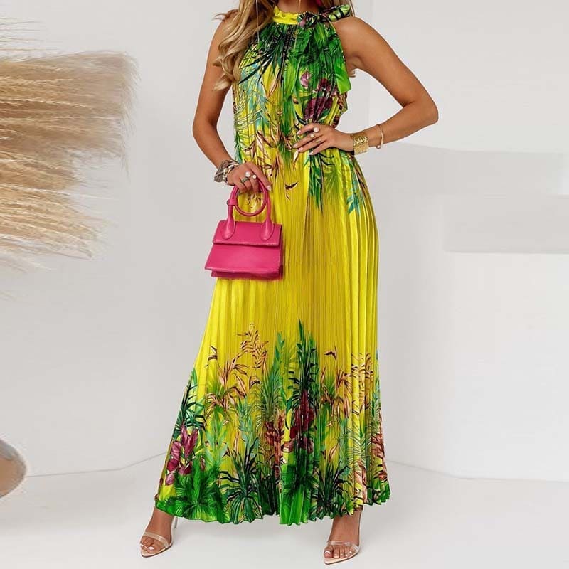 Vestido Longo Plissado Dinorá