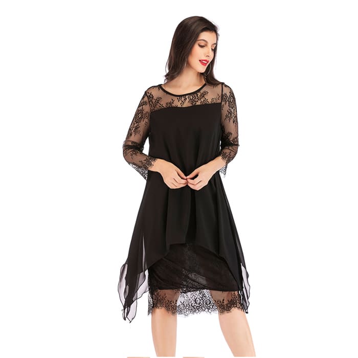 Vestido Midi Com Renda Cris