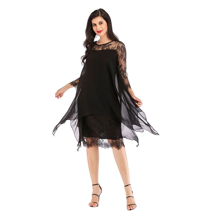 Vestido Midi Com Renda Cris
