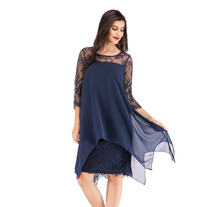 Vestido Midi Com Renda Cris