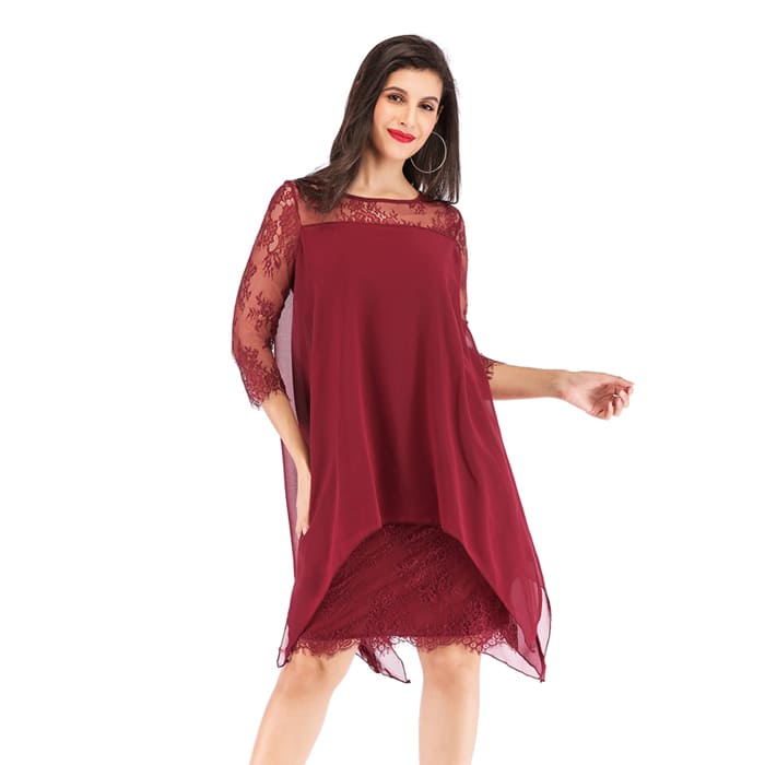 Vestido Midi Com Renda Cris