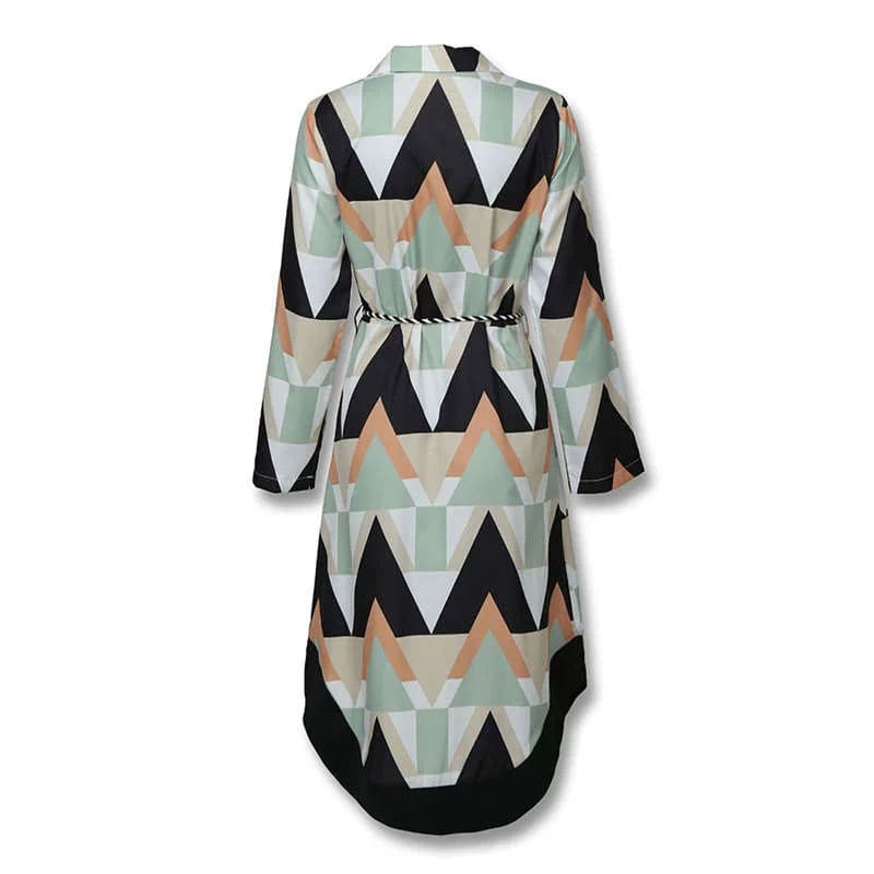 Vestido Midi Estampado Manga Longa Geometrico Raquel