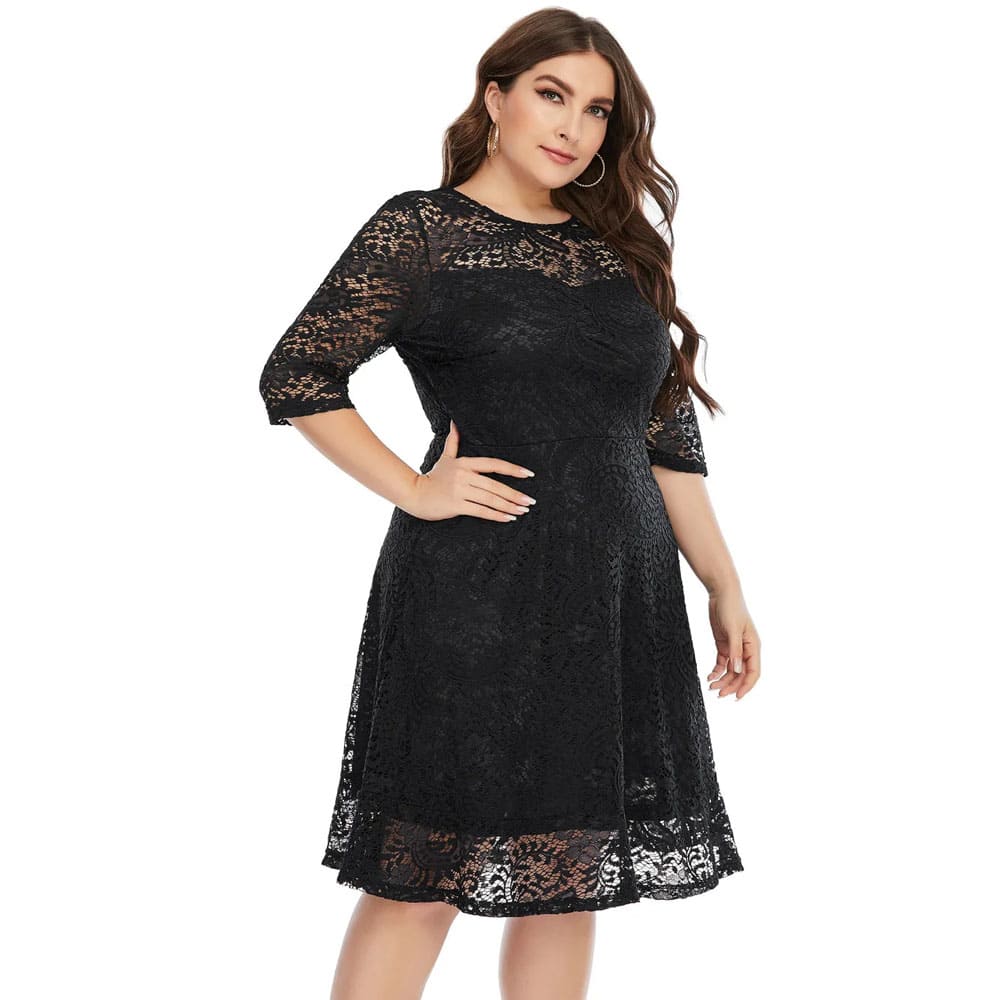 Vestido Midi Plus Size de Festa Renda Alice