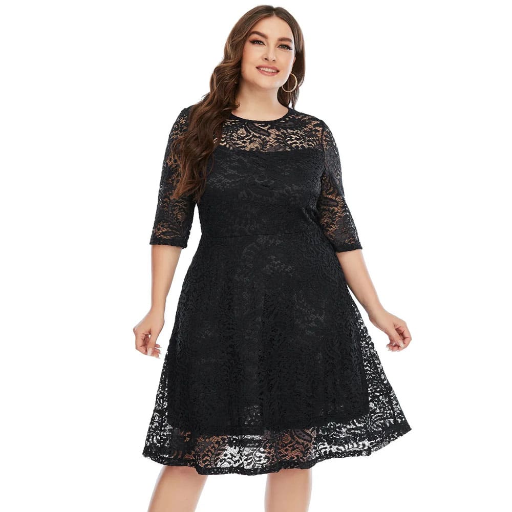 Vestido Midi Plus Size de Festa Renda Alice