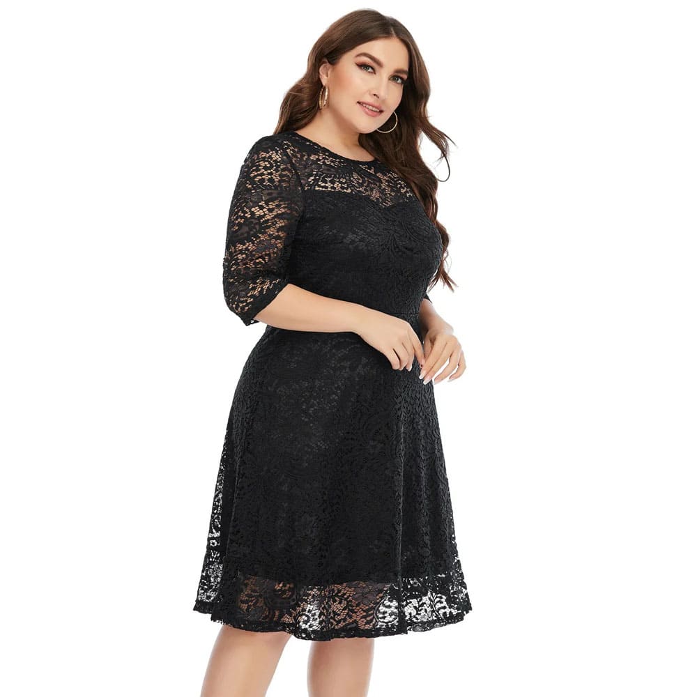 Vestido Midi Plus Size de Festa Renda Alice