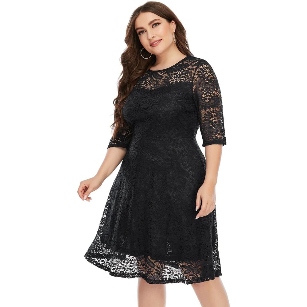Vestido Midi Plus Size de Festa Renda Alice