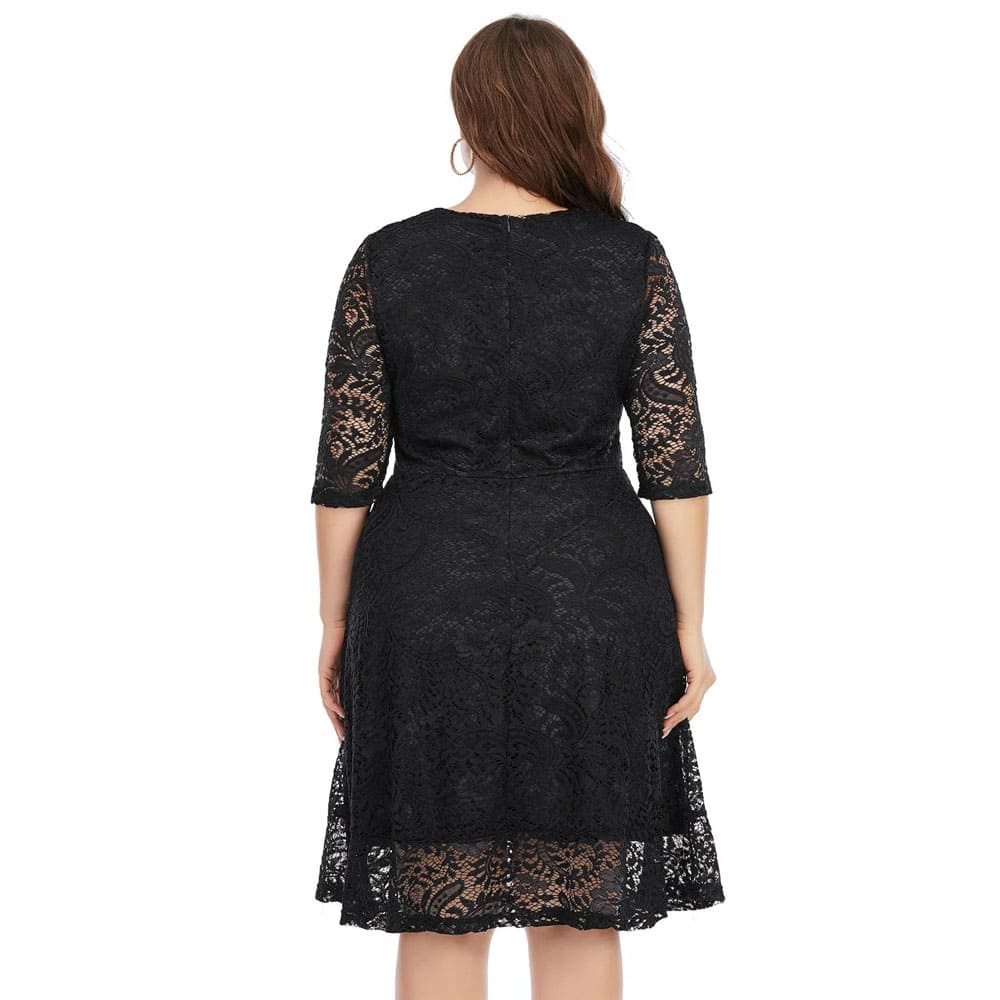 Vestido Midi Plus Size de Festa Renda Alice
