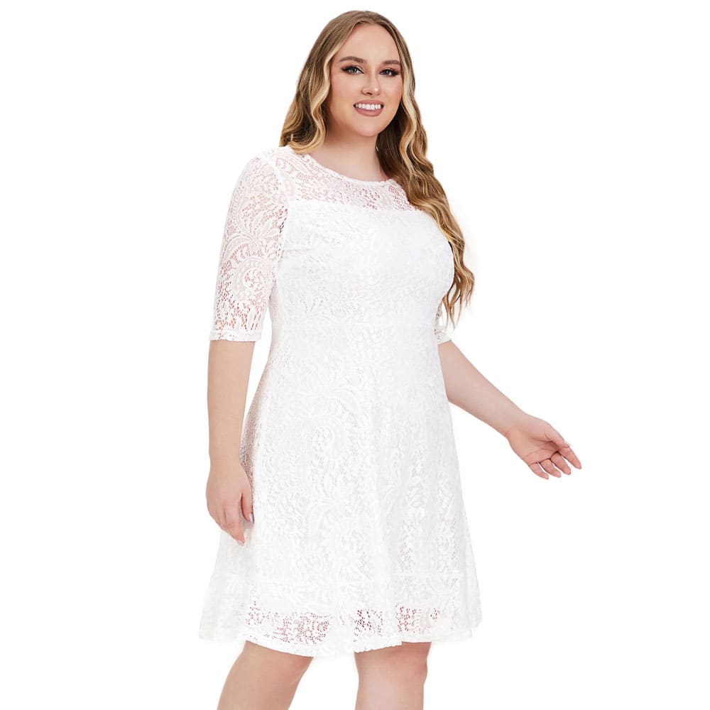 Vestido Midi Plus Size de Festa Renda Alice