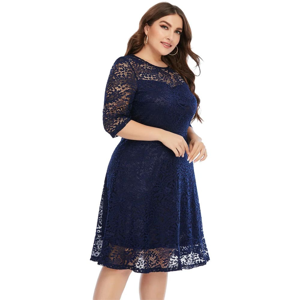 Vestido Midi Plus Size de Festa Renda Alice