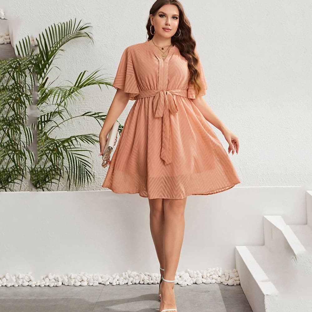 Vestido Midi Plus Size Rosa Simone