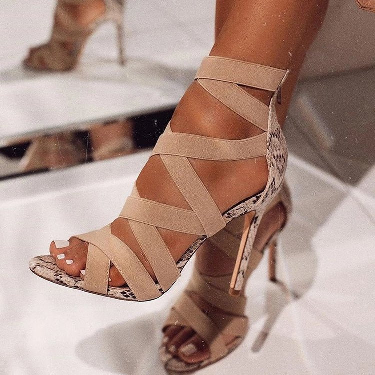Sandália De Salto Alto Stiletto Cinta
