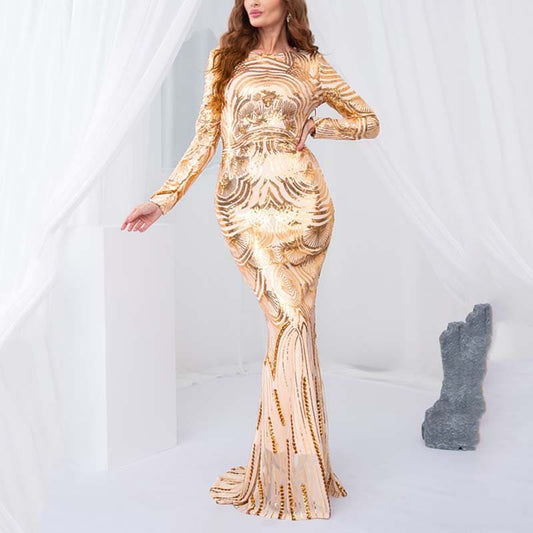 Vestido De Festa Longo Dourado Giselle